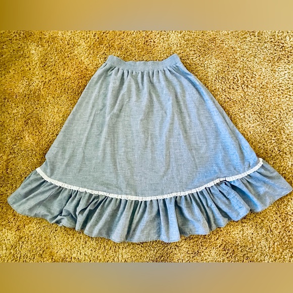 Vintage Maxi Skirt  Blue 16 prairie cottagecore garden modern M/L - Picture 2 of 6